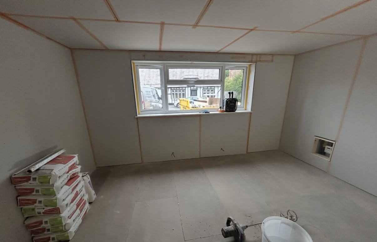 Before — Bedroom — dry line & skim